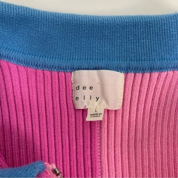 Dee Elly women’s dress large colorblock knit short sleeve bodycon - Picture 5 of 6